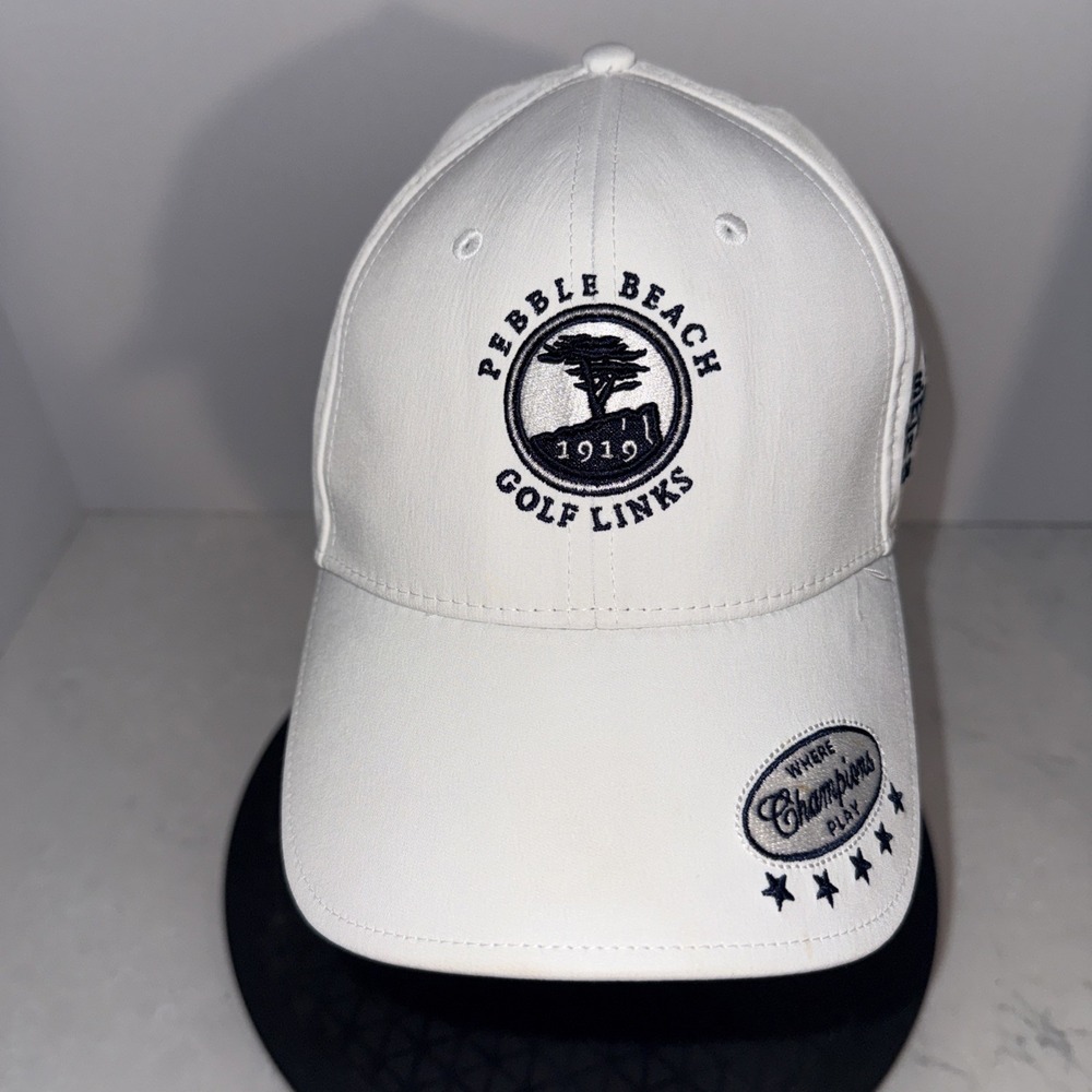 PEBBLE BEACH 1919 GOLF LINKS NAVY BLUE WHITE HAT ADJUSTABLE